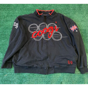 Coogi Sweatshirt Mens Black Cotton Full Zip Jacket Bomber Embroidery 4XL